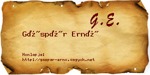 Gáspár Ernő névjegykártya
